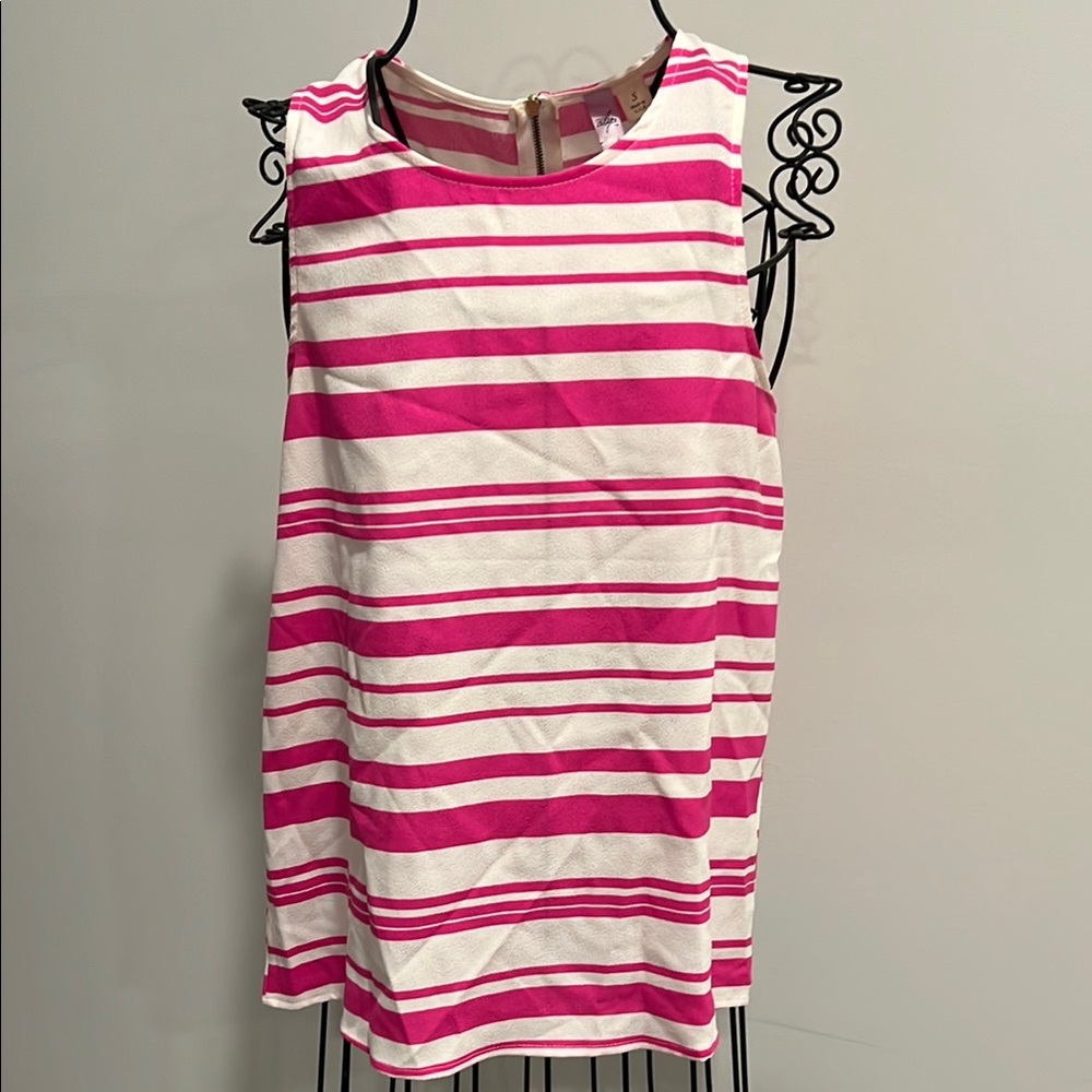 Alya Pink and White Sleeveless Crew Neck Sheath Tank Top